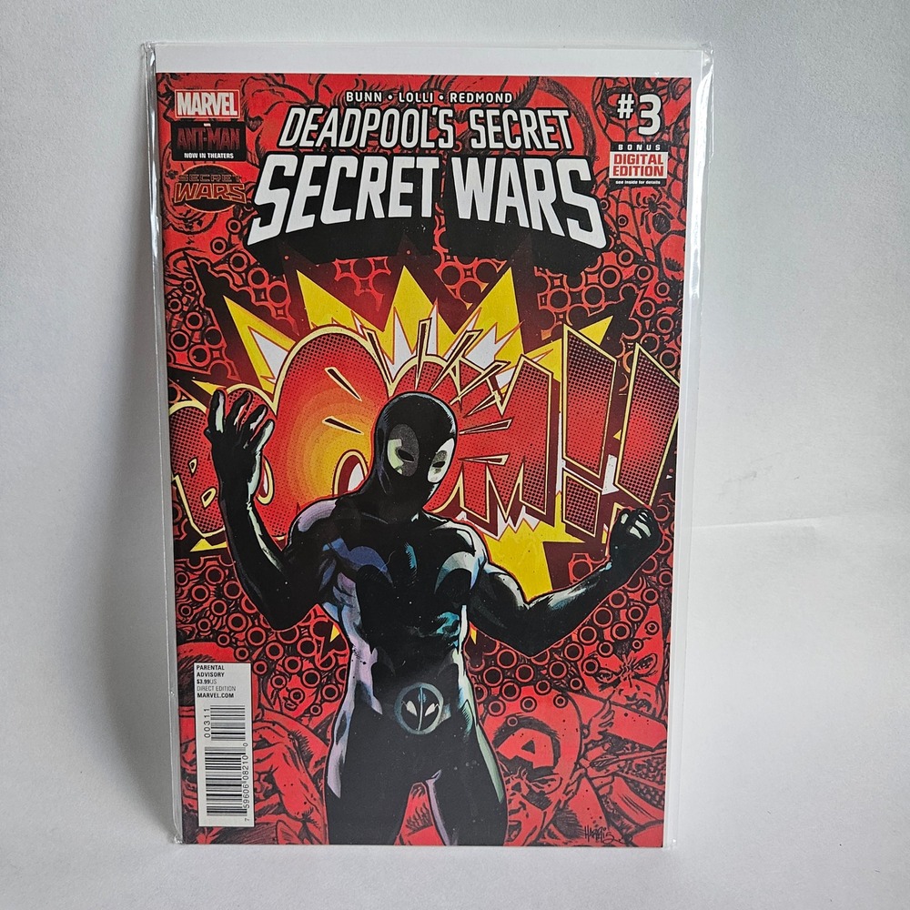 Deadpool's Secret Secret Wars 3 Marvel Comics 2015 Black Suit Variant Cover